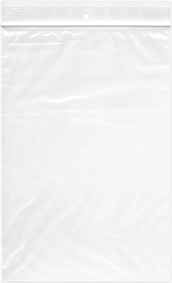 Plymor 6" x 9" Reclosable Plastic Bags, 2 Mil with Hang-Hole, Pack of 200