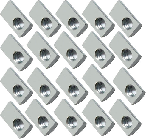 20 Packs 1/4-20 Threaded Steel Roll in T-Nut - T Slot Accessories for Aluminum Extrusion Profile Rail