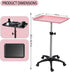 Salon Rolling Tray, Height Adjustable Tattoo Tray Rolling Cart, Storage Utility Trolley for Spa, Beauty Salon Service