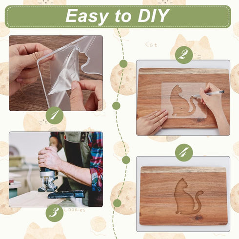 2 5mm 5.9x6.7 Inch AHANDMAKER PCS Acrylic Router Templates Transparent Cat Router Template, Thick Router Inlay Template