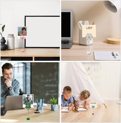WAYUTO 4Pcs Cute Memo Clips Metal Desk Photo Clips Name Card Holders Note Clips Cartoon Place Card Holders Table Number