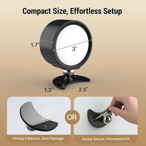 InfraRay 3 4 360Rotate, Closet (Black,Set 2) Battery Operated Wall Sconce, Remote Control, Wireless Rechargeable