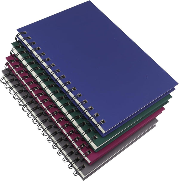 Spiral Notebook Journal, 4 Pack A5 Hardcover Notebooks, 5.7" x 8.5", 160 Pages, College Ruled