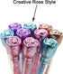 Maydahui 24PCS Rose Ballpoint Pen, Retractable Flower Pens with Crystal Quicksand Gem for School Home Party