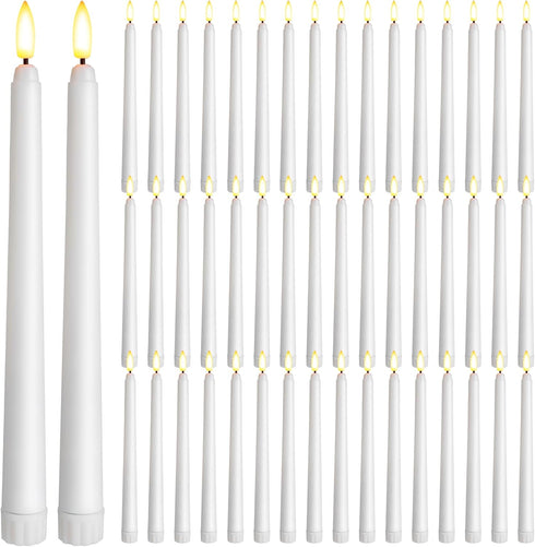 Baquler 50 Pcs 9.7 Inch Flameless Taper Candles Battery Operated Taper Candles