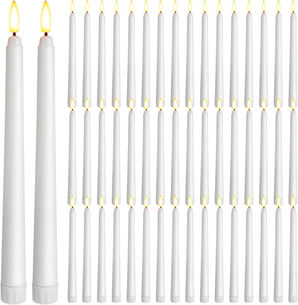 Baquler 50 Pcs 9.7 Inch Flameless Taper Candles Battery Operated Taper Candles