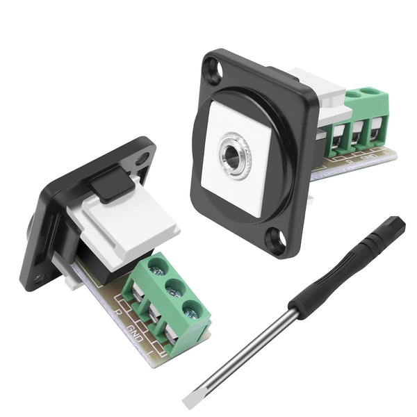 XMSJSIY D-Type 3.5mm 3 Pole Stereo Audio Terminal Block Connector 1/8" TRS