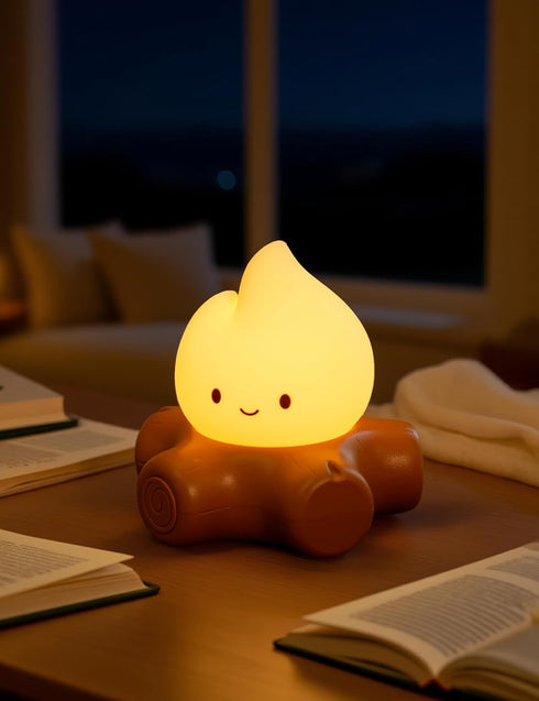 3pcs Dimmable, Campfire Night Light for Kids, Cute Campfire Lamp Gifts, LED Light up Flame Lights, Rechargeable Bedside