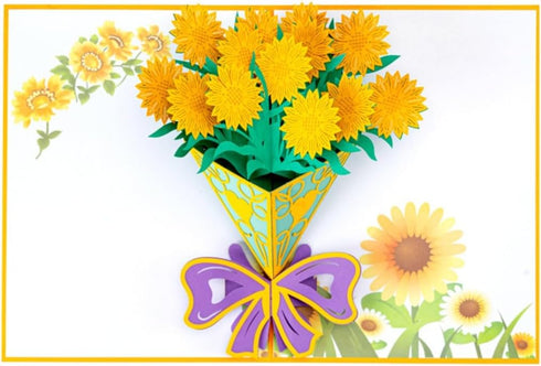 RSORGN 3D Greeting Cards, Sunflower Bouquet Greeting Cards, Surprise Gifts for Mother's Day Birthday Wedding
