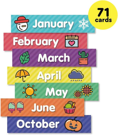 Eamay Calendar Pocket Chart Cards Kit for Homeschool, 71 Cards