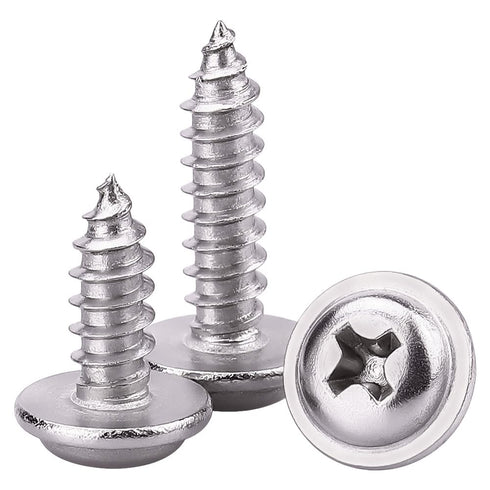 #8 x 3/4" Phillips Pan Washer Head Wood Screws, 304 Stainless Steel, Corrosion Resistant, 100 PCS