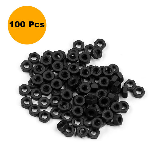Mriuuod 100pcs M5-0.8 M5 0.8mm 8mm 4mm Hex Nuts, Carbon Steel, Black Oxide, x Tiny Nuts, Hex Drive, Metric, Right Hand