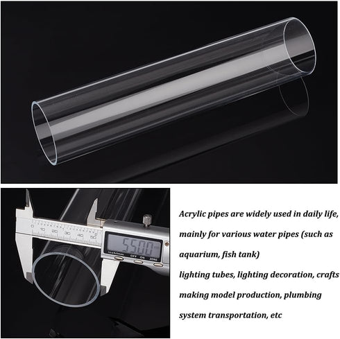 OLYCRAFT 2.2x9.8 Inch Acrylic Tube, Clear Rigid Round Tube for Water Cooling System Supplies and Lamps Accessories