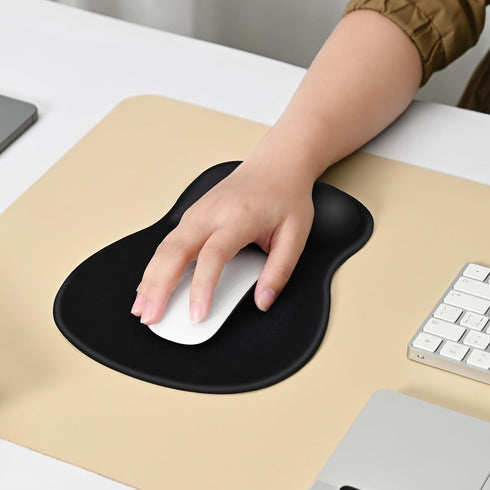 EooCoo Ergonomic Mouse Pad with Gel Wrist Rest Support, Middle Concave Design for Natural Wrist Alignment, Non-Slip