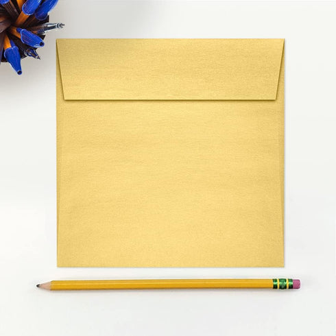 LUXPaper Square Invitation Envelopes | Gold Metallic | Peel & Press | 6" x 6" | 80lb. Text | 50 Qty
