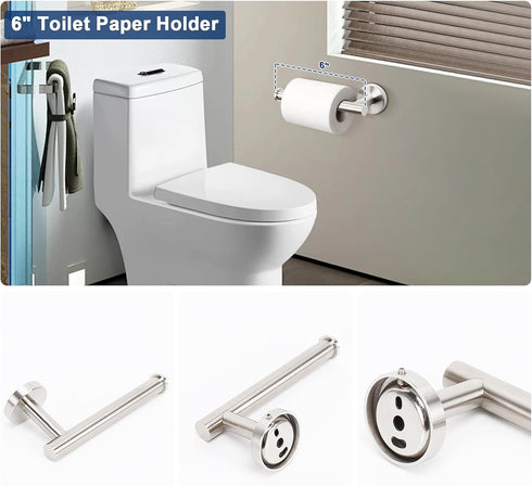 5 Set SUS304 24" +2 NearMoon Pieces Bathroom Hardware Thicken Stainless Steel-Towel Rack Kit Include Towel Rod +Bath