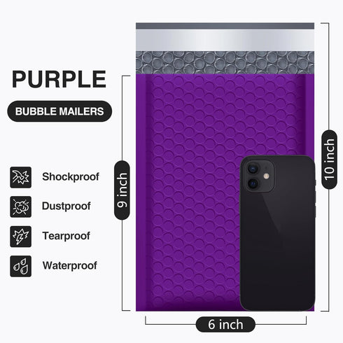 UCGOU Bubble Mailers 6x10 Inch Purple, 25 Pack Poly Padded Envelopes for Small Business Mailing