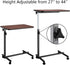 Tilting Bedside Table with Wheels & Brake - Adjustable for Hospital and Home Use, Dark Wood Grain