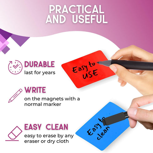 Availey 40 Pieces Magnetic Dry Erase Labels, 3 x 2" Reusable Strips for Classroom Home Office, Writable Cards