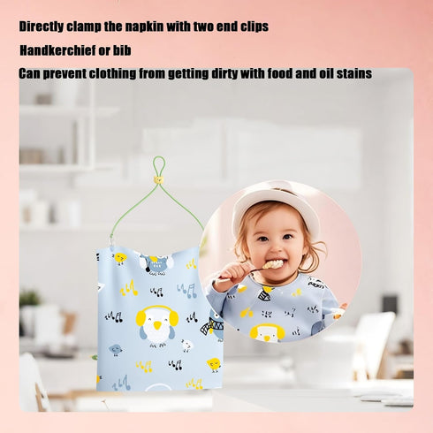 Vilbocr 4Pcs Bib Holder Dental Napkin Clip,Portable Silicone Dentist Clips Napkin Chains Bib Handy for Holding a Bib