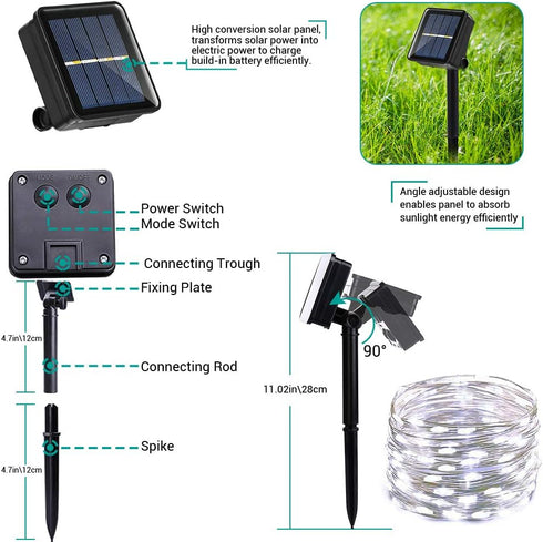 4-Pack 104FT 320LED 8 Joomer Solar Fairy Lights, Total Solar String Lights Outdoor Waterproof Lighting Modes for Patio