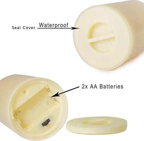 2 3" x4" PCS Waterproof Outdoor Battery Operated Flameless LED Pillar Candles with Timer Flickering Plastic Resin