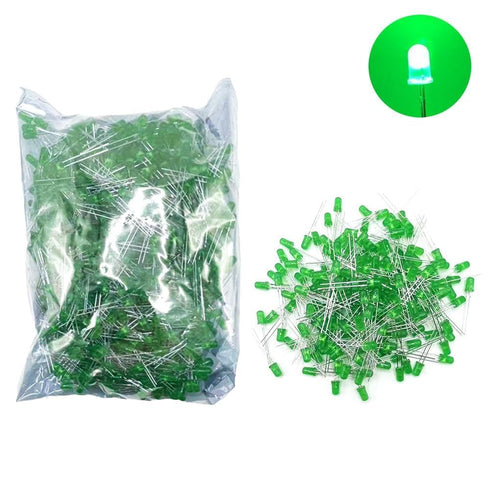 JEBHANNE 1000PCS 5mm Bulbs Geen LED Light Emitting Diode - LED for Science Projects Experiments and Circuit Kits