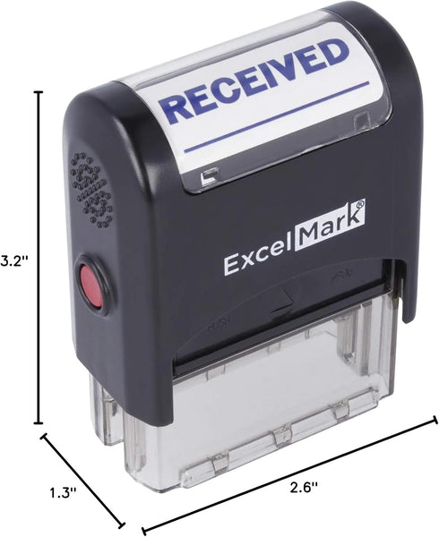 ExcelMark A-1539 Self-Inking Rubber Stamp - Received with Signature Line, Blue