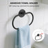 2 Packs Adhesive Towel Holder Matte Black Hand Towel Holder for Bathroom Wall Stainless Steel Towel Ring for Bathroom