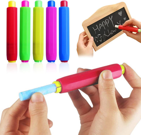 Paichley 5 Pieces Colorful Plastic Chalk HoldersBlackboard Adjustable Set for Teachers School Office