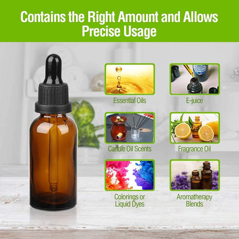 Amber Glass Dropper Bottle with Pipette, 6 X 10ml Refillable Glass Eye Dropper Bottles for Essential Oil