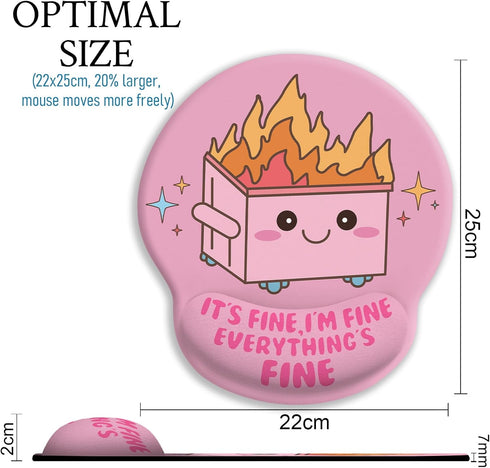 Funny Cute Mouse Pad with Wrist Rest, Dumpster on Fire Ergonomic Mouse Pads for Desk, Office Supplies Decor