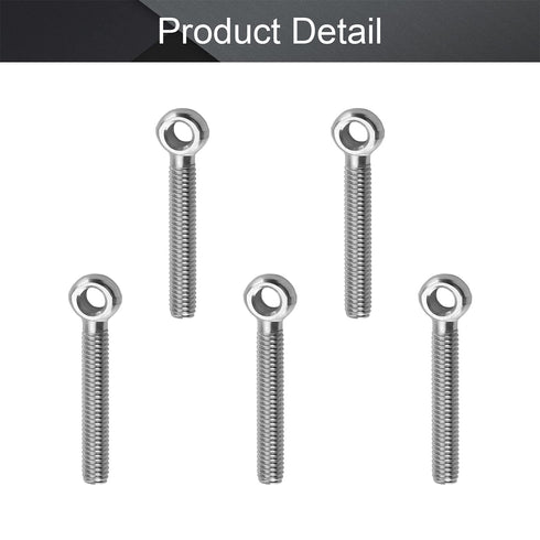 MroMax 5Pcs Swing Lifting Bolt M6 x 40mm, 304 Stainless Steel Eye Bolt for Home Renovation, Silver