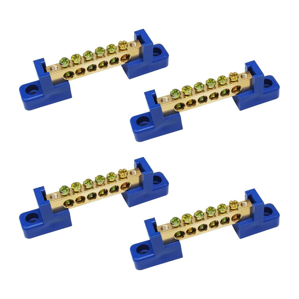 4PCS Grounding Bus Bar, 6 Positions Terminal Block Ground Bus Bar Brass Wire Screw Terminal