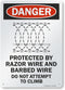 SmartSign "Danger - Protected By Razor Wire & Barbed Wire, Do Not Climb" Sign | 10" x 14" Aluminum