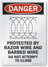 SmartSign "Danger - Protected By Razor Wire & Barbed Wire, Do Not Climb" Sign | 10" x 14" Aluminum