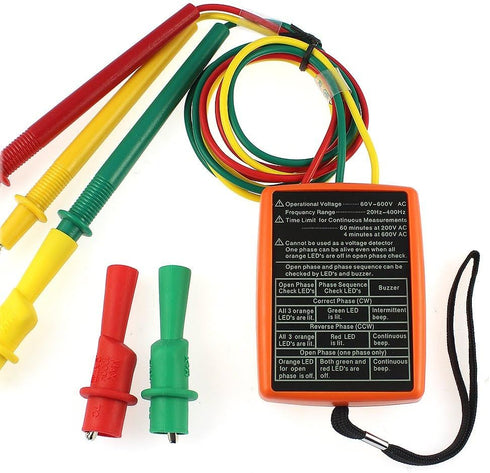 SM852B 3 Phase Sequence Rotation Tester LED Indicator Detector Checker Meter by BESTDO