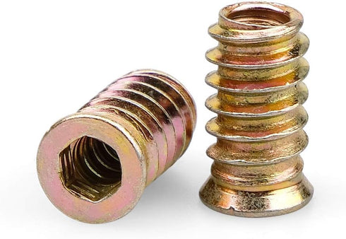 40Pcs Anwenk 1/4"-20 x 20mm Furniture Screw in Nut - Threaded Wood Inserts Bolt Fastener Connector for Wood Furniture