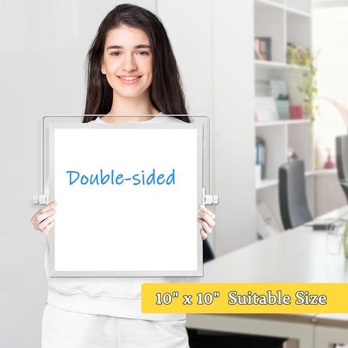 Dry Erase Magnetic White Board, 10" x 10" Double-Sided Desktop Whiteboard with Stand, Portable Small Set for Drawing,