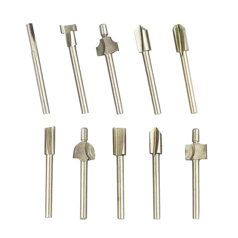 Router Bit Set 1/8 Inch Shank, 10 PCS Wood Carving Rotary Tools Bits for DIY Handcraft, Woodworking Carpentry Work