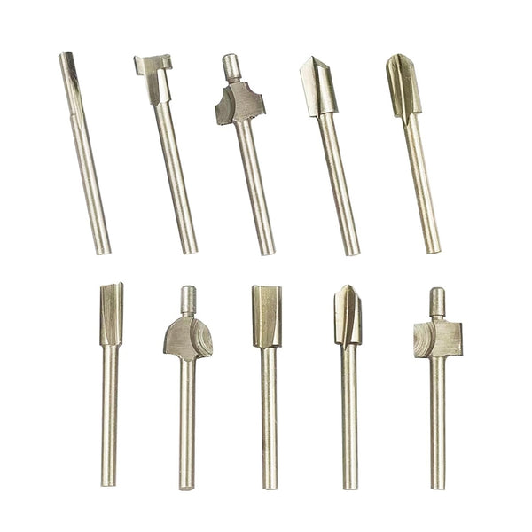 Router Bit Set 1/8 Inch Shank, 10 PCS Wood Carving Rotary Tools Bits for DIY Handcraft, Woodworking Carpentry Work