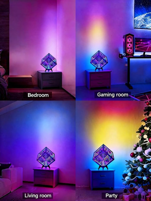 Generic 100+ More(5Inches) Infinity Hyper Cube LED Table Lamp - Infinity Mirror Light with Patterns, Music Sync, App