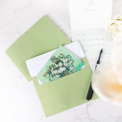 Granhoolm 25 Pack Pale Green A6 Envelopes, 4x6 Pearl Paper Gift Card Envelopes for Invitations (4.75 x 6.5 in)