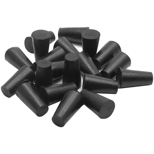 20 Pack Solid Rubber Stoppers - Size #00-15mm x 10mm Tapered Laboratory Test Tube Stopper Plug