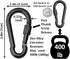 Black & Silver Heavy Duty Bushcraft Locking Thumb Screw Closure, Zinc-Galvanized Steel Carabiner Spring Snap Clip