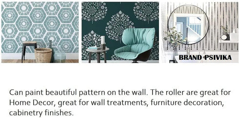 7" DIY Decorative Patterned Paint Roller - Rubber Roller for Wall Treatments and Furniture Decoration