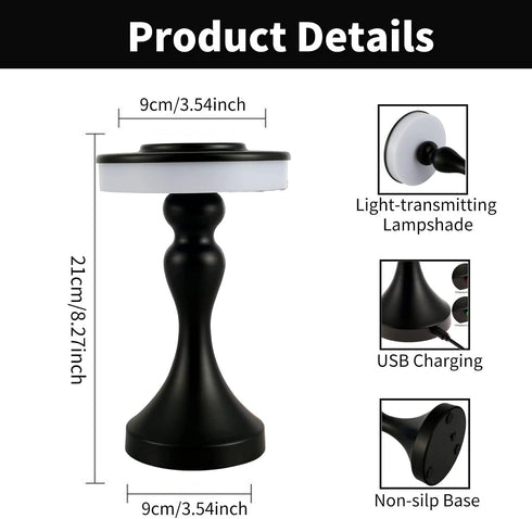 3-Levels Cordless Touch Table Lamps, Portable LED Desk lamp Battery Operated Nightstand Lamp with Brightness