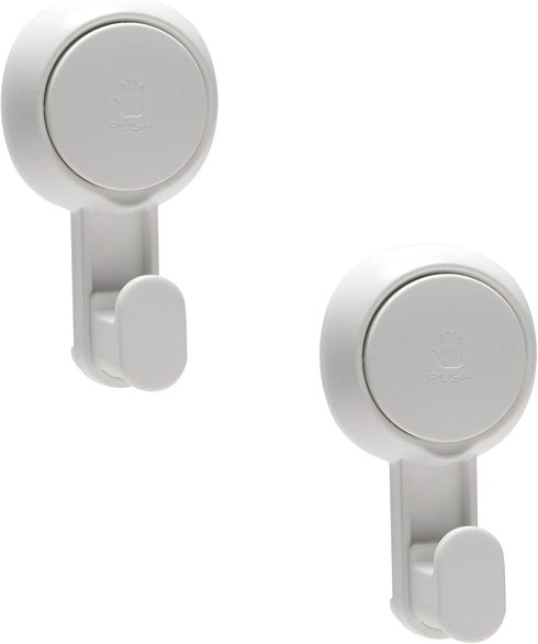 Bath Bliss Power Lock Gel-Suction Hooks, 2 Pack for Shower and Bathroom, White