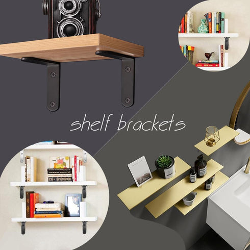 6 65x65mm 90 Pcs Black L Bracket Corner Braces Stainless Steel Heavy Duty Shelf Bracket for Wood, Shelves, Degree