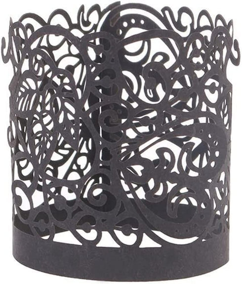 50 Pack Flameless Tea Light Candle Holder Set for LED Tealight Candles (Not Included), Black